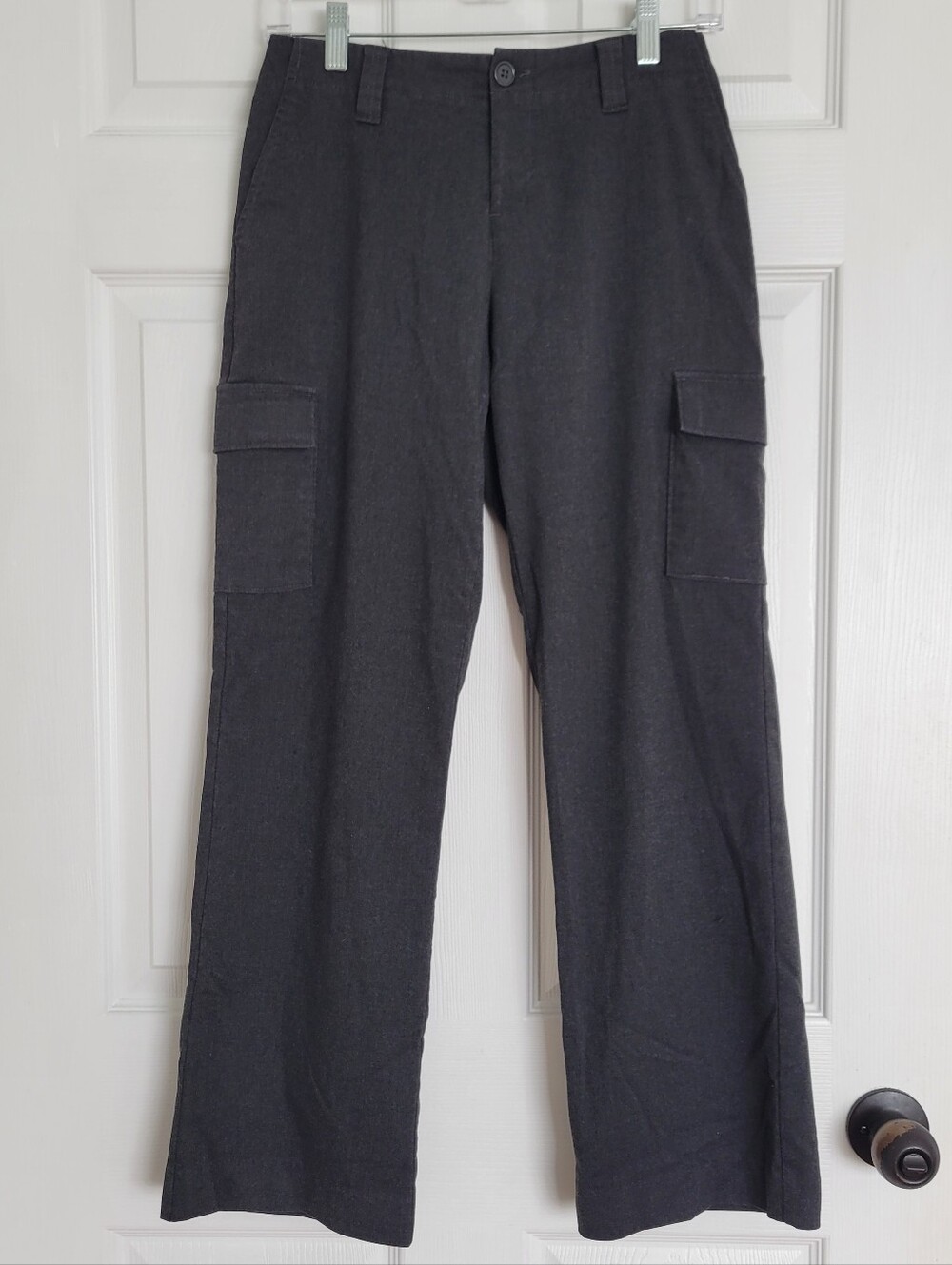 Vintage 90s Old Navy Mid Rise Charcoal Grey Cargo Work Pants Sz 1 Fits Sz 26